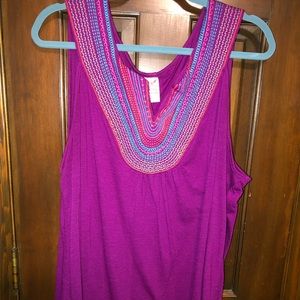Pink V Neck Tank with detail